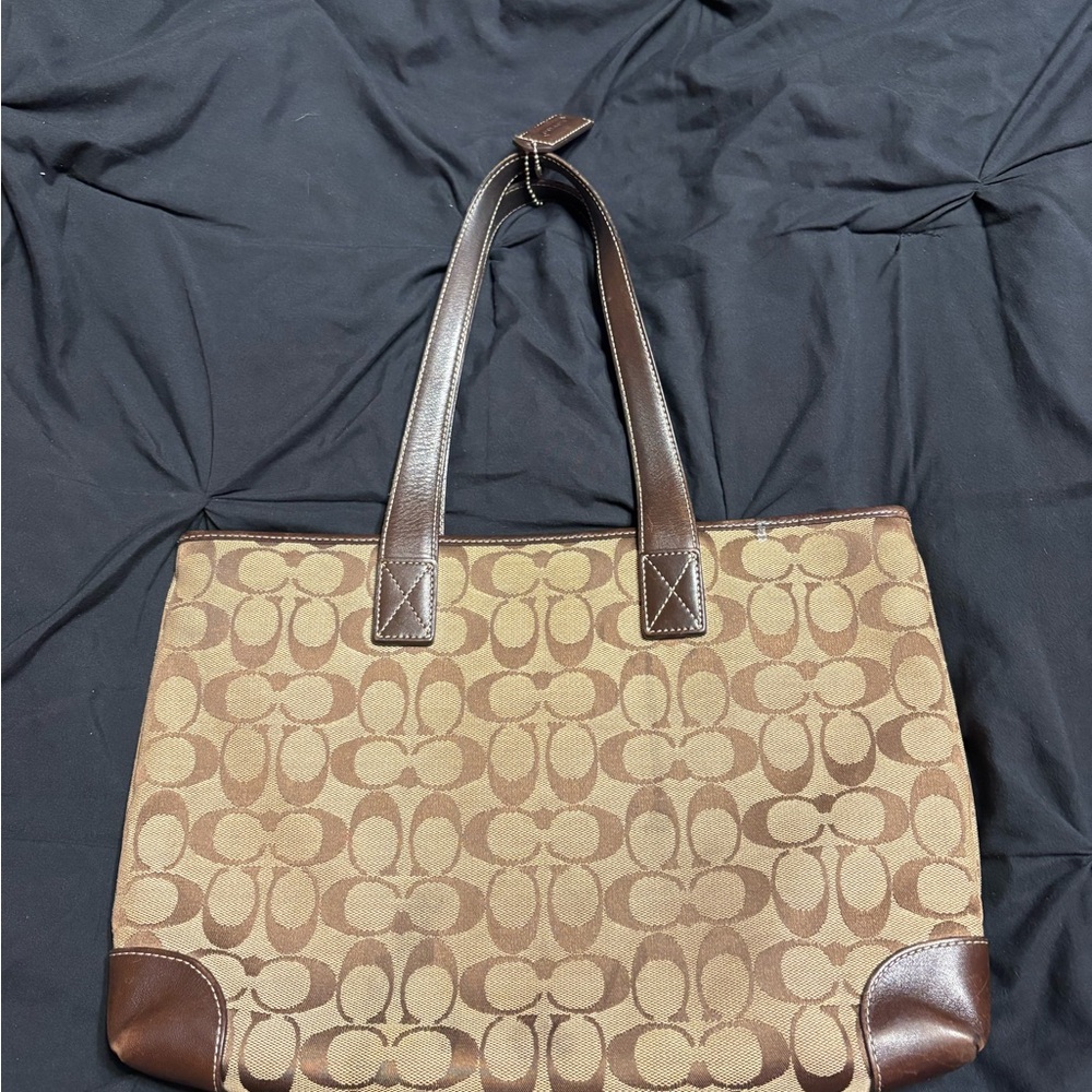 Coach Tan and Brown Signature Tote